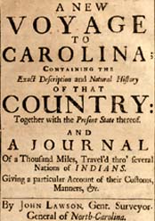 Image of original book cover of "A New Voyage to Carolina," by John Lawson